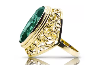 Vintage style Ring Emerald 14K Yellow gold vrc184y